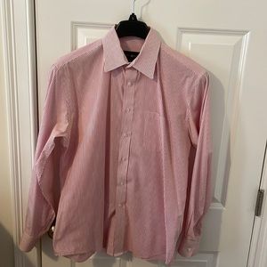 Mens Beverly Hills Polo Club Dress Shirt Color: Red and White Size: L 16 34/35